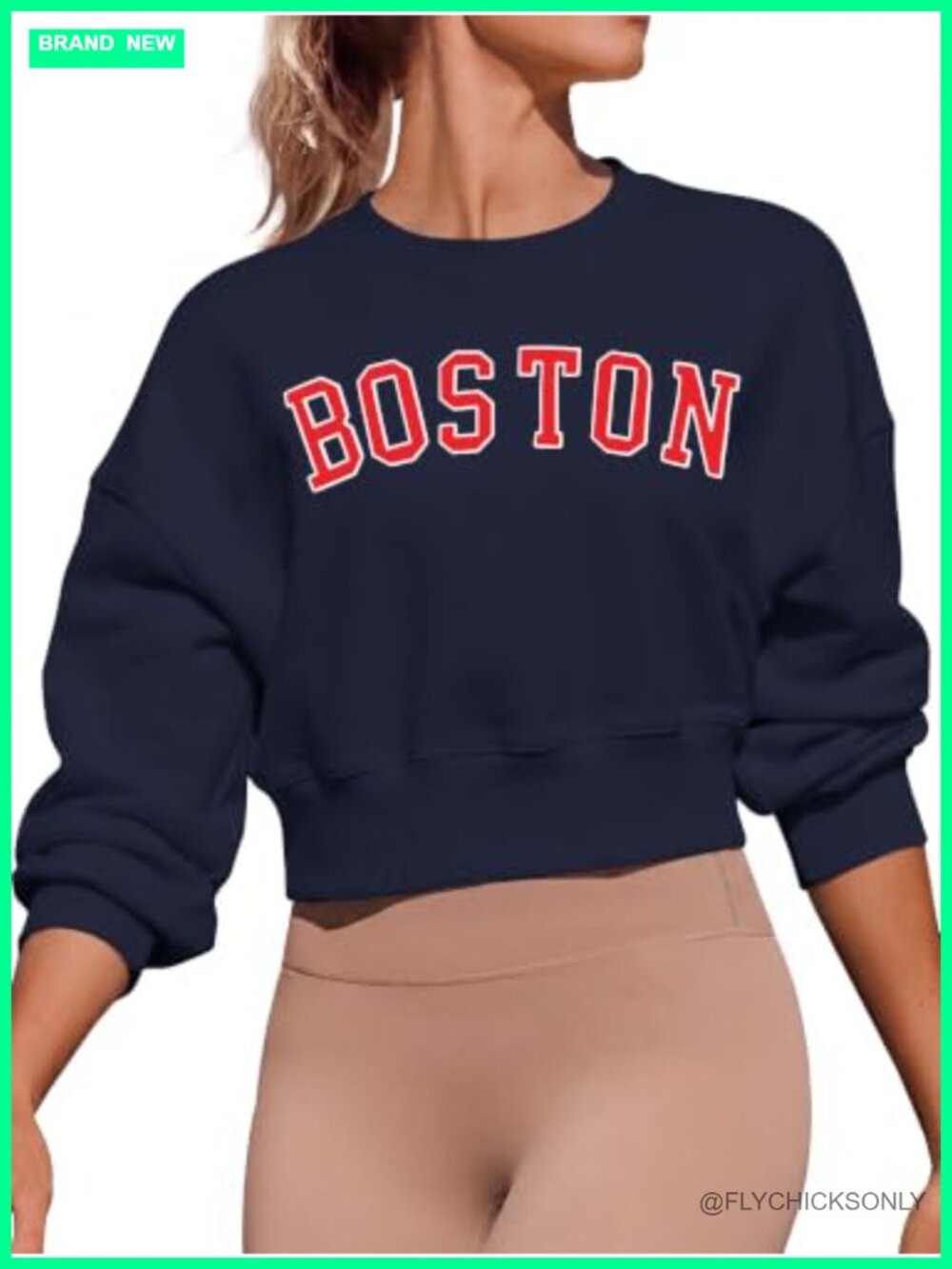 Fleece Lined Cropped Sweatshirt Oversized Crewneck Pullover